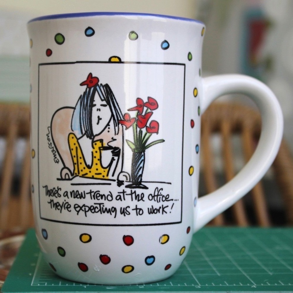 Emerson Quillin Office Humor Coffee Mug Expecting Us To Work Polka Dot Large‎